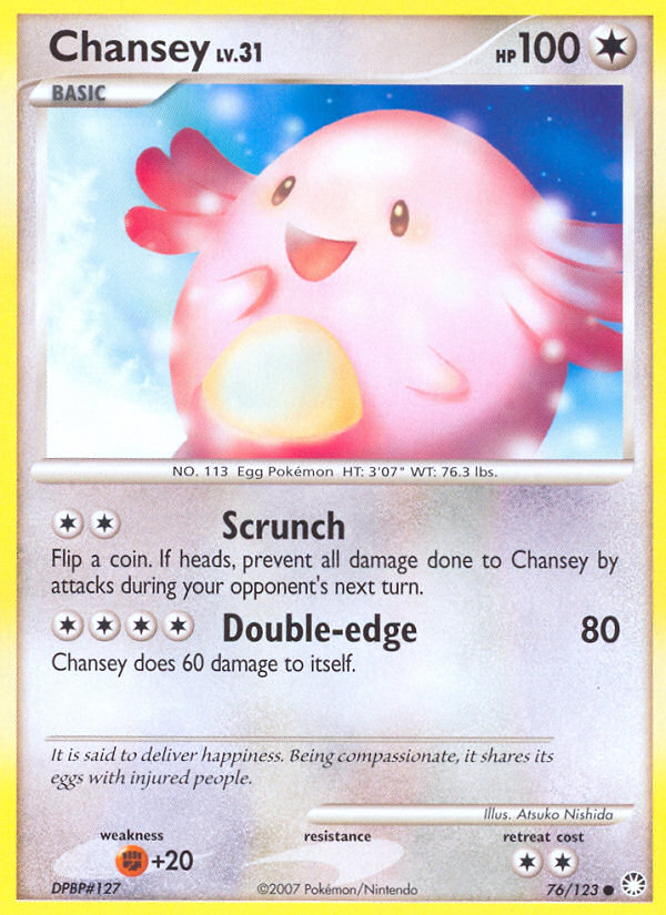 Chansey (76/123) [Diamond & Pearl: Mysterious Treasures] | Deep Dive Games St. Marys