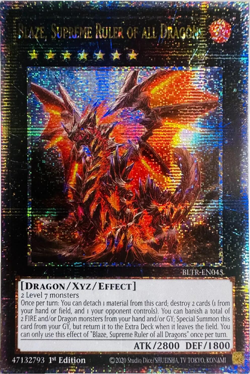 Blaze, Supreme Ruler of all Dragons (Quarter Century Secret Rare) [BLTR-EN045] Quarter Century Secret Rare | Deep Dive Games St. Marys