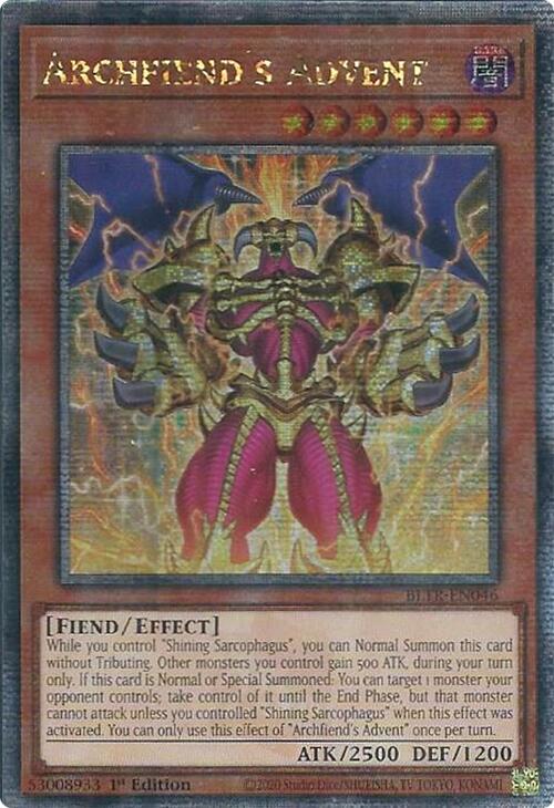 Archfiend's Advent (Quarter Century Secret Rare) [BLTR-EN046] Quarter Century Secret Rare | Deep Dive Games St. Marys