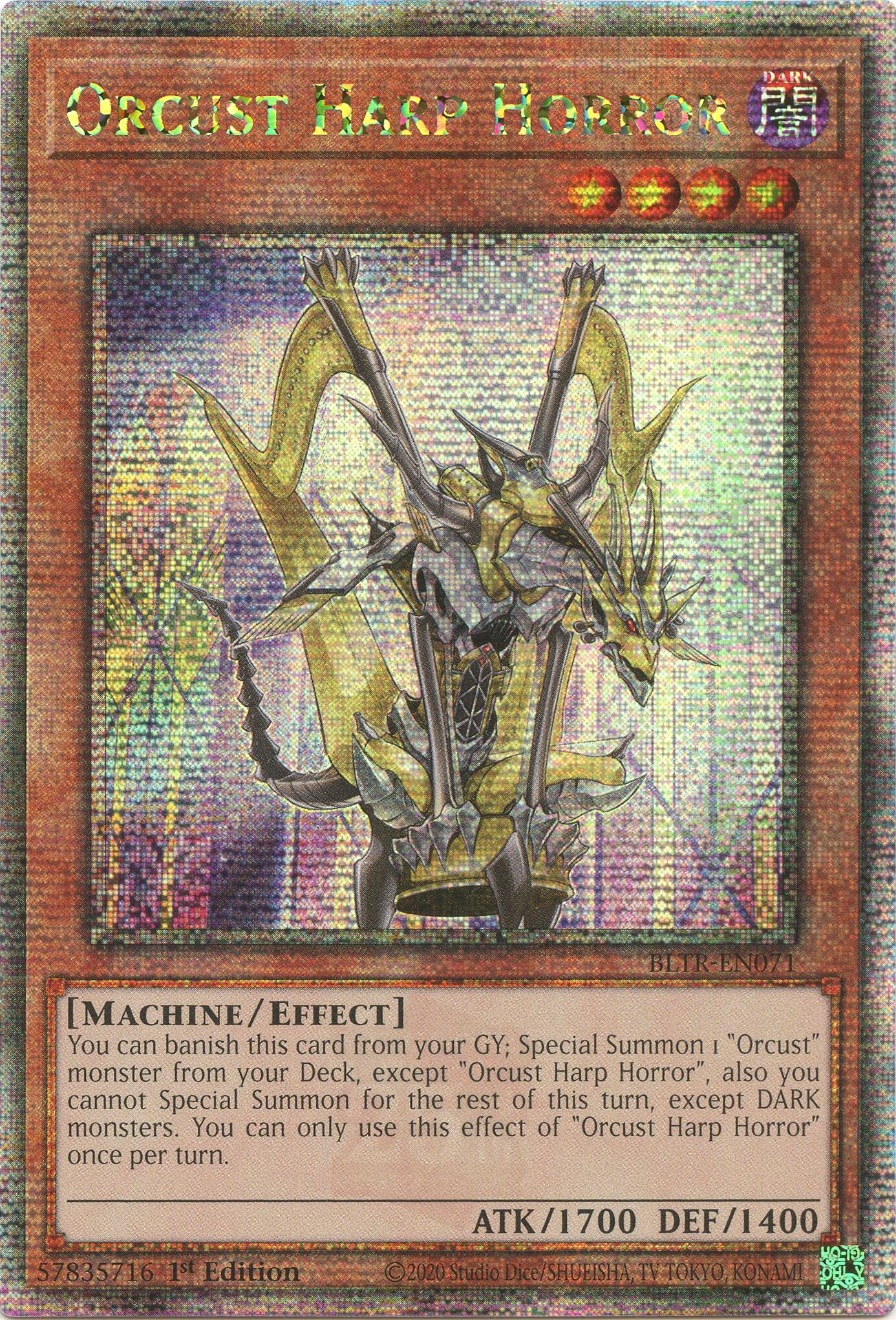 Orcust Harp Horror (Quarter Century Secret Rare) [BLTR-EN071] Quarter Century Secret Rare | Deep Dive Games St. Marys