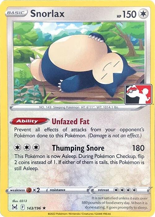 Snorlax (143/196) [Prize Pack Series Three] | Deep Dive Games St. Marys