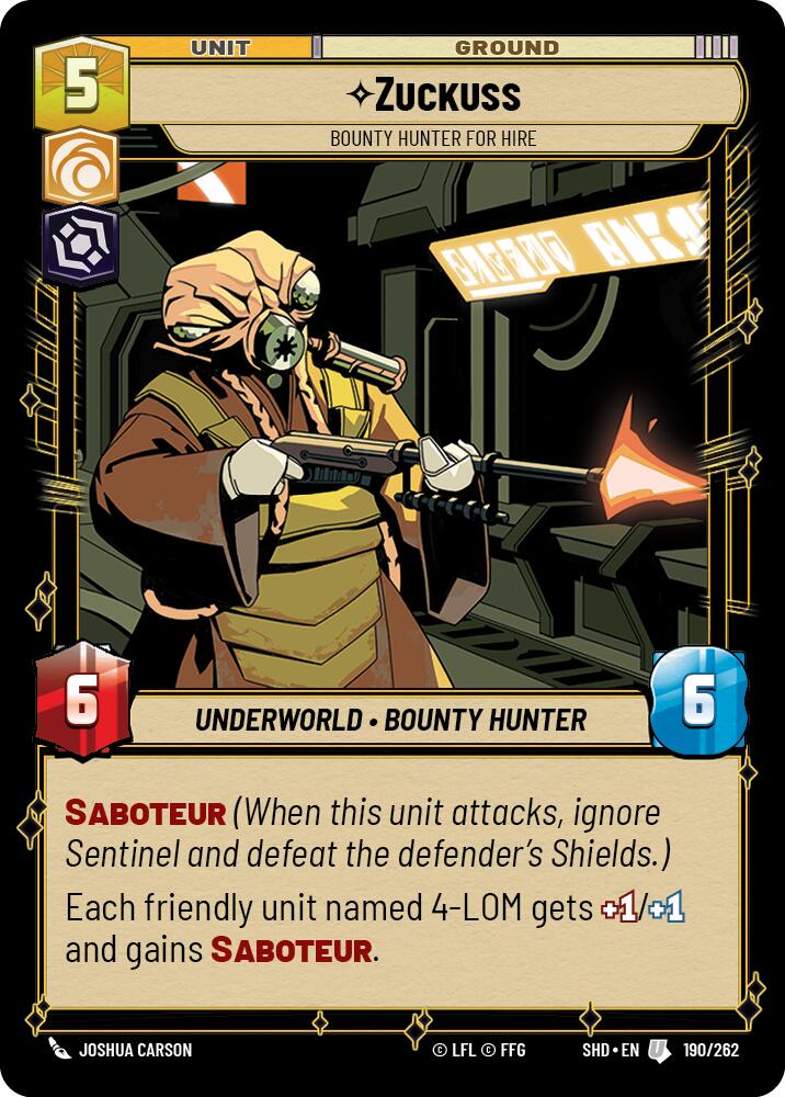 Zuckuss - Bounty Hunter for Hire (190/262) [Shadows of the Galaxy] | Deep Dive Games St. Marys