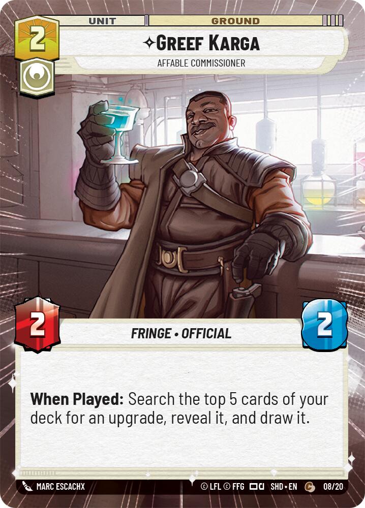 Greef Karga - Affable Commissioner (Hyperspace) (08/20) [Shadows of the Galaxy: Weekly Play] | Deep Dive Games St. Marys