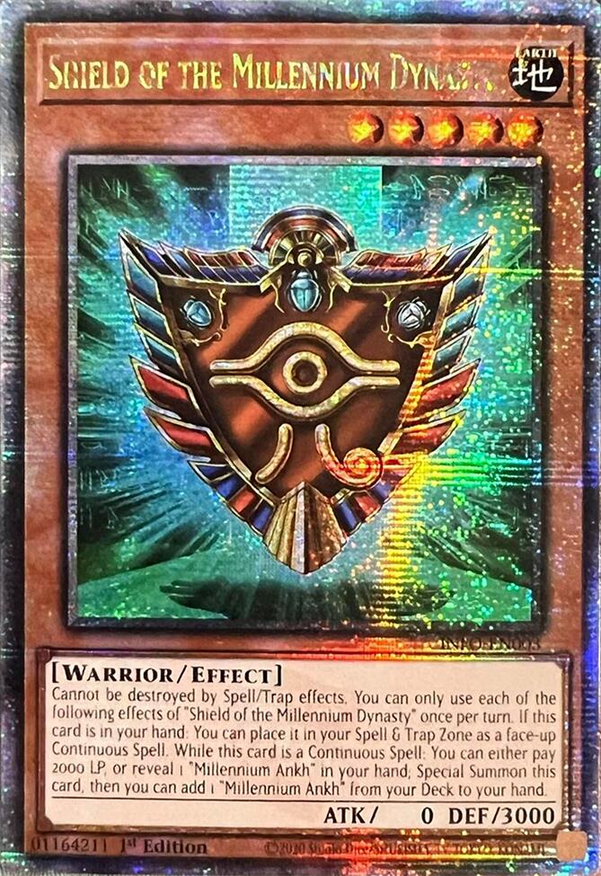 Shield of the Millennium Dynasty (Quarter Century Secret Rare) [INFO-EN003] Quarter Century Secret Rare | Deep Dive Games St. Marys