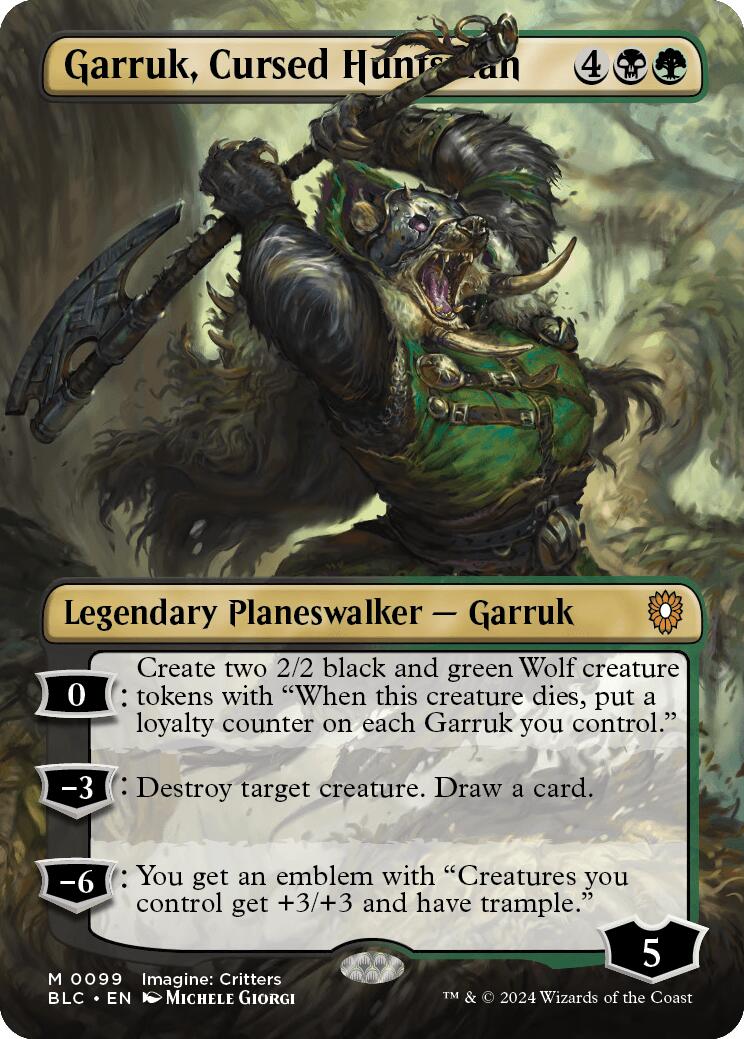 Garruk, Cursed Huntsman (Borderless) [Bloomburrow Commander] | Deep Dive Games St. Marys