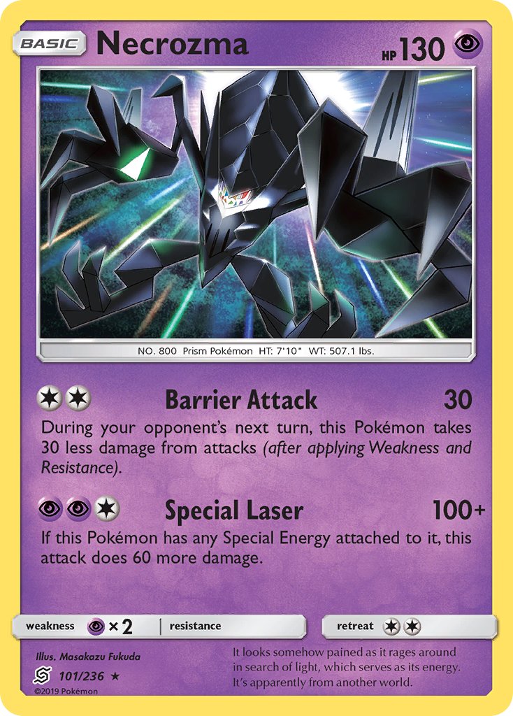 Necrozma (101/236) (Cracked Ice Holo) (Theme Deck Exclusive) [Sun & Moon: Unified Minds] | Deep Dive Games St. Marys