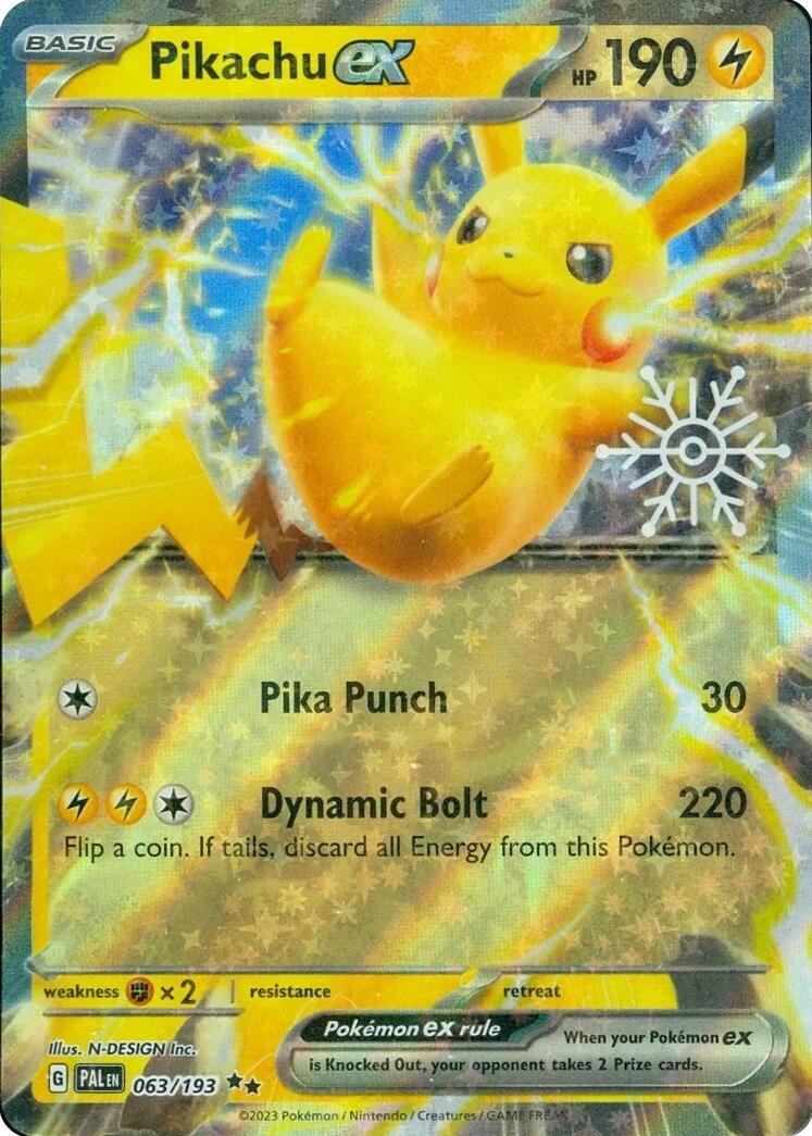 Pikachu ex (063/193) (Holiday Calendar) [Miscellaneous Cards] | Deep Dive Games St. Marys