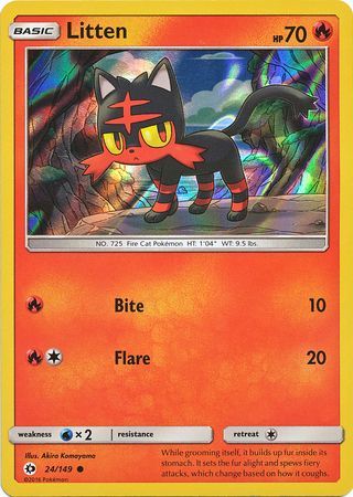 Litten (24/149) (Water Web Holo) [Sun & Moon: Base Set] | Deep Dive Games St. Marys