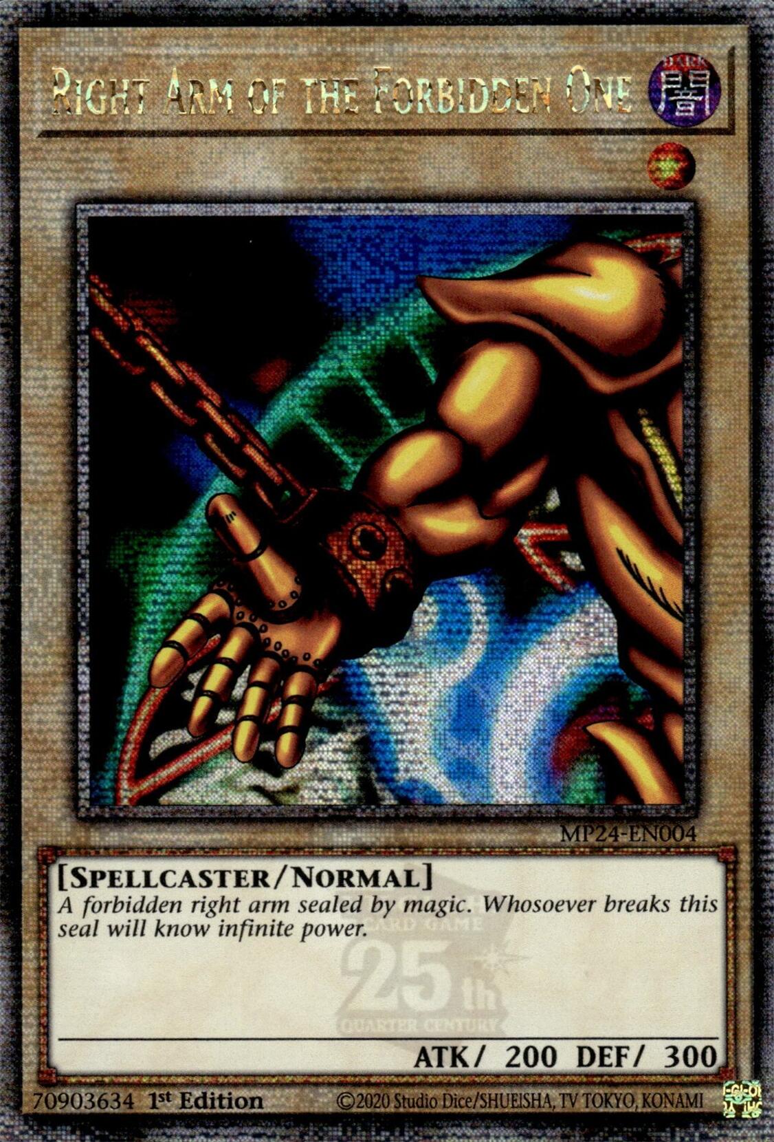 Right Arm of the Forbidden One [MP24-EN004] Quarter Century Secret Rare | Deep Dive Games St. Marys