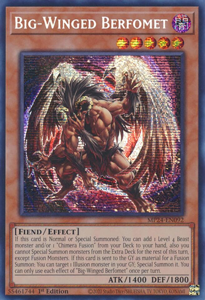 Big-Winged Berfomet [MP24-EN092] Prismatic Secret Rare | Deep Dive Games St. Marys