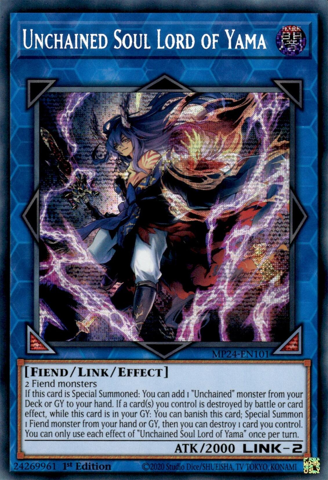 Unchained Soul Lord of Yama [MP24-EN101] Prismatic Secret Rare | Deep Dive Games St. Marys