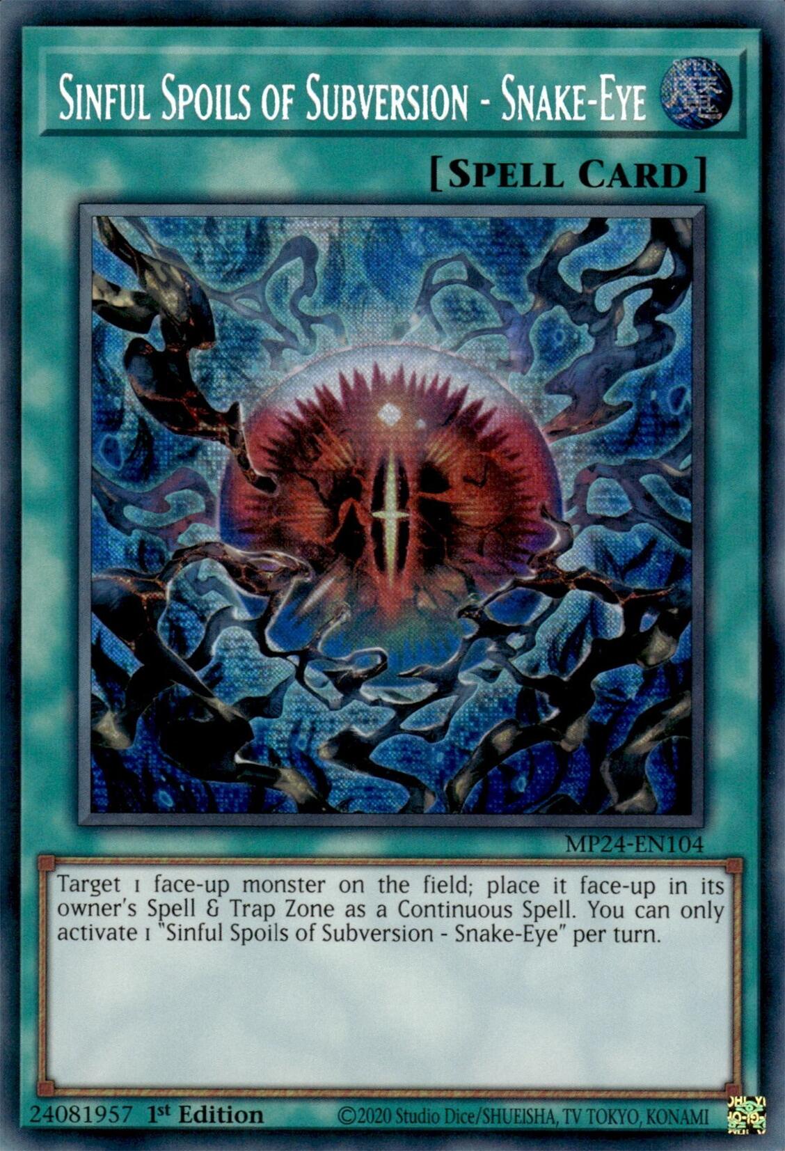 Sinful Spoils of Subversion - Snake-Eye [MP24-EN104] Prismatic Secret Rare | Deep Dive Games St. Marys