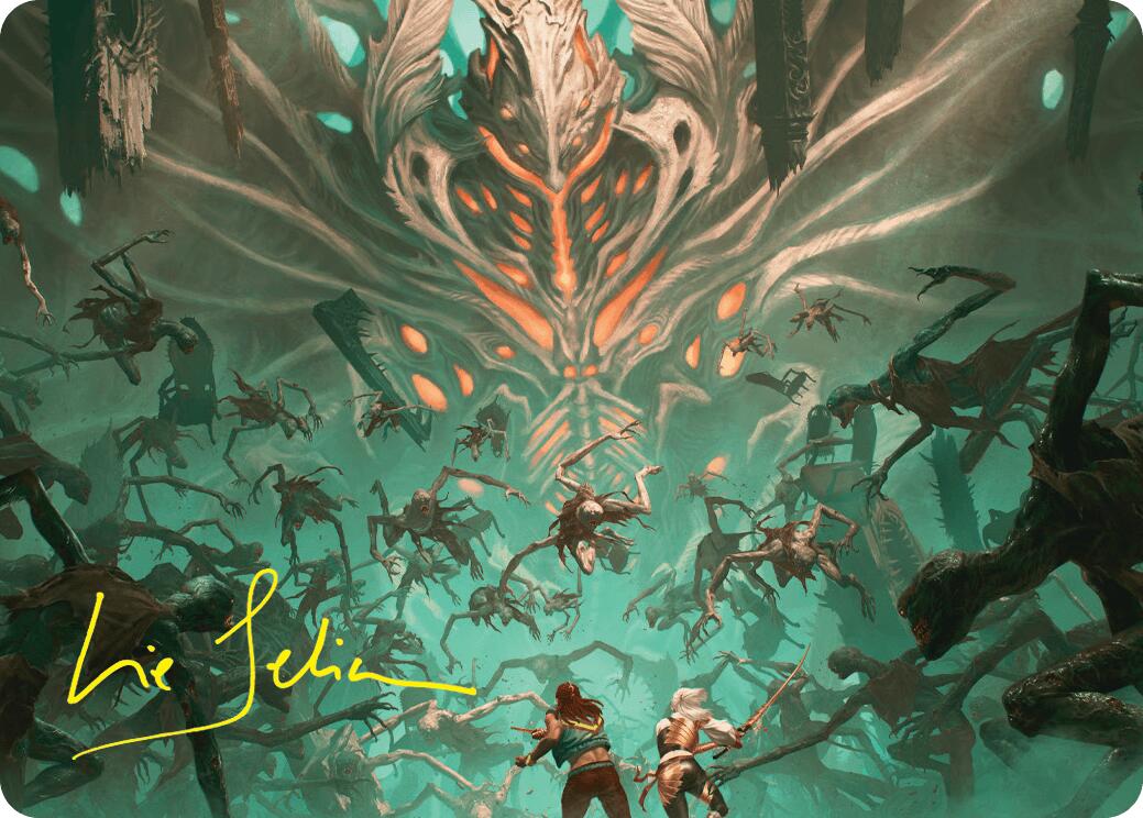Valgavoth's Onslaught Art Card (Gold-Stamped Signature) [Duskmourn: House of Horror Art Series] | Deep Dive Games St. Marys