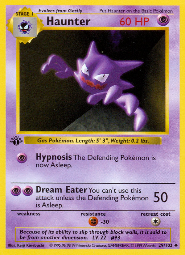 Haunter (29/102) (Shadowless) [Base Set 1st Edition] | Deep Dive Games St. Marys