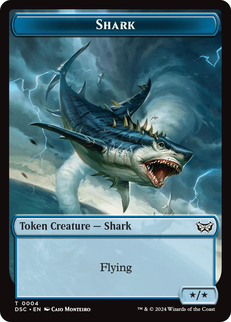 Shark // Copy Double-Sided Token [Duskmourn: House of Horror Commander Tokens] | Deep Dive Games St. Marys