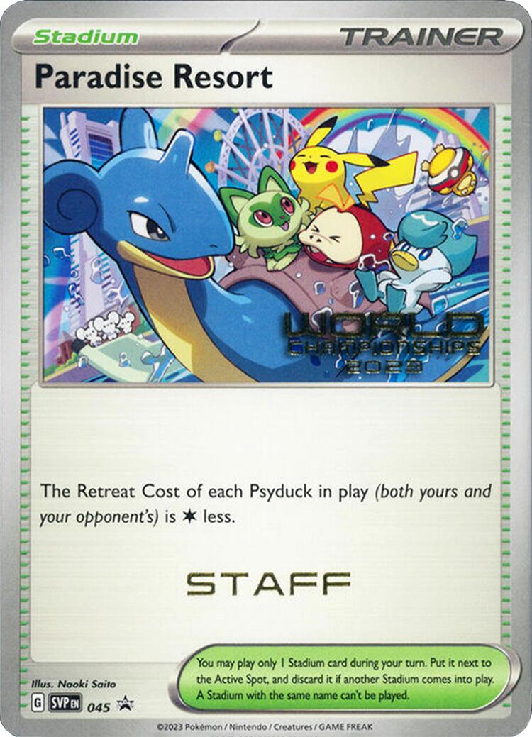 Paradise Resort (045) (World Championships 2023) (Staff) [Scarlet & Violet: Black Star Promos] | Deep Dive Games St. Marys