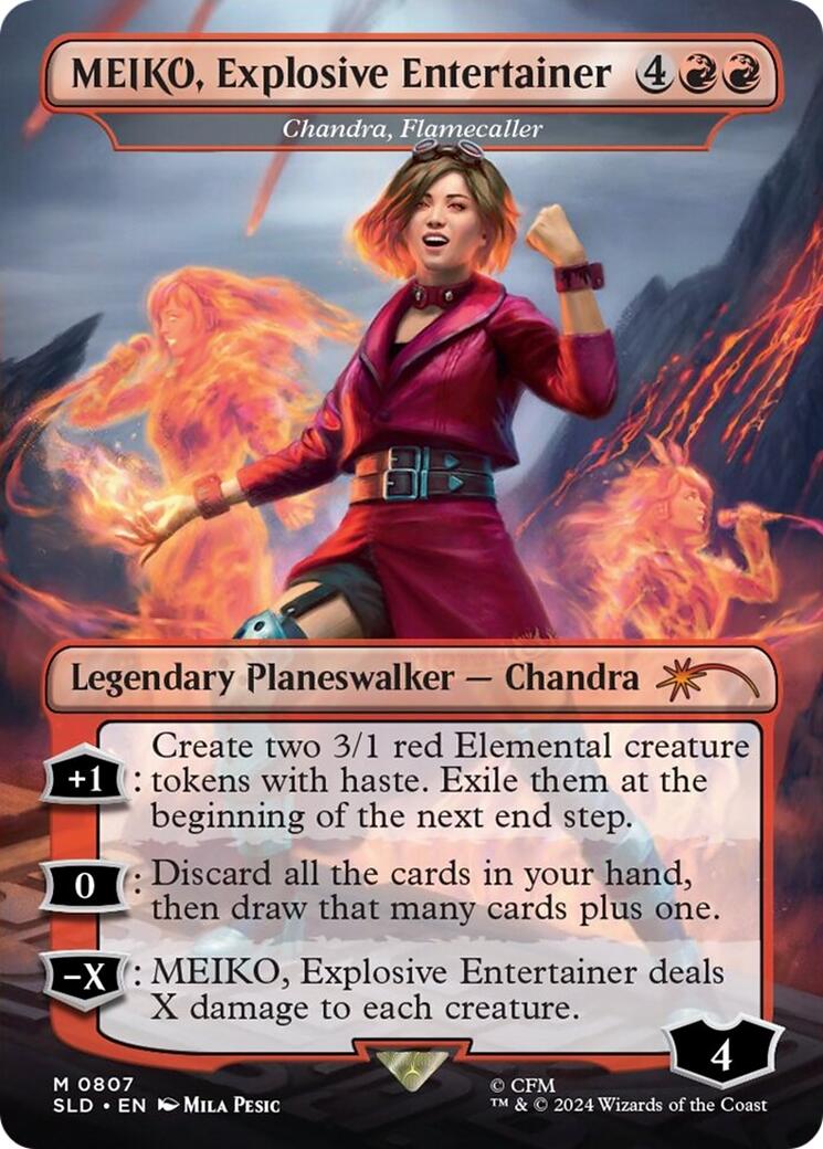 MEIKO, Explosive Entertainer - Chandra, Flamecaller (Rainbow Foil) [Secret Lair Drop Series] | Deep Dive Games St. Marys