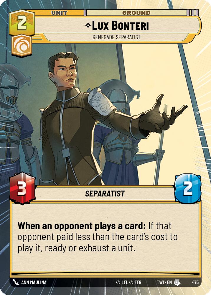 Lux Bonteri - Renegade Separatist (475) (Hyperspace) (475) [Twilight of the Republic] | Deep Dive Games St. Marys