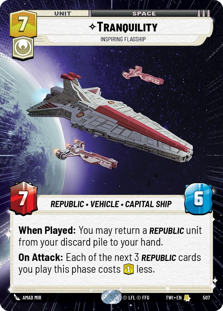 Tranquility - Inspiring Flagship (507) (Hyperspace) (507) [Twilight of the Republic] | Deep Dive Games St. Marys