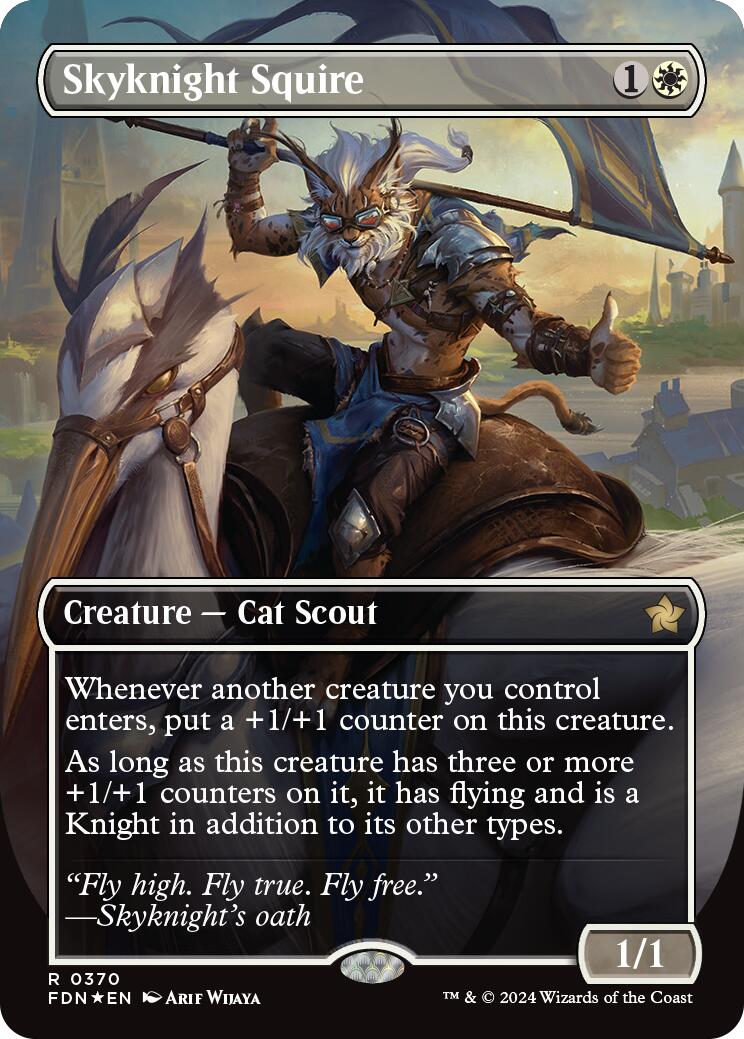 Skyknight Squire (Borderless) (Mana Foil) [Foundations] | Deep Dive Games St. Marys