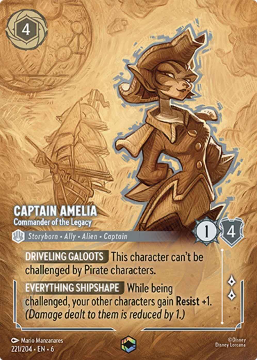 Captain Amelia - Commander of the Legacy (Enchanted) (221/204) [Azurite Sea] | Deep Dive Games St. Marys