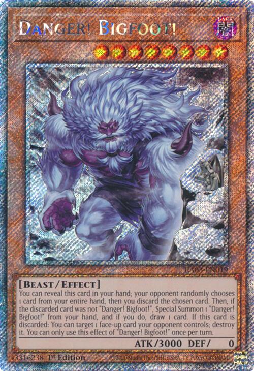 Danger! Bigfoot! (Alternate Art) (Platinum Secret Rare) [RA03-EN019] Platinum Secret Rare | Deep Dive Games St. Marys