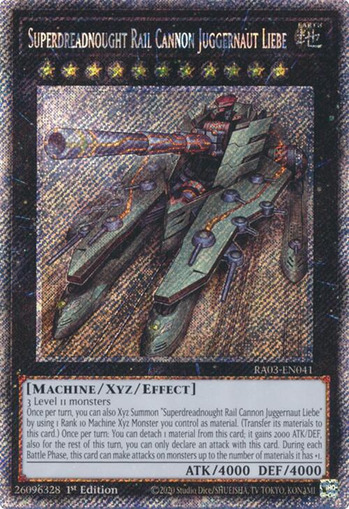 Superdreadnought Rail Cannon Juggernaut Liebe (Platinum Secret Rare) [RA03-EN041] Platinum Secret Rare | Deep Dive Games St. Marys