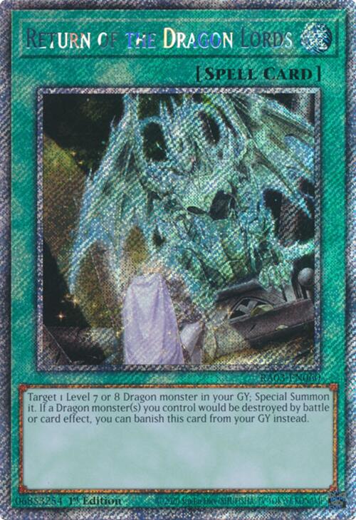 Return of the Dragon Lords (Platinum Secret Rare) [RA03-EN060] Platinum Secret Rare | Deep Dive Games St. Marys