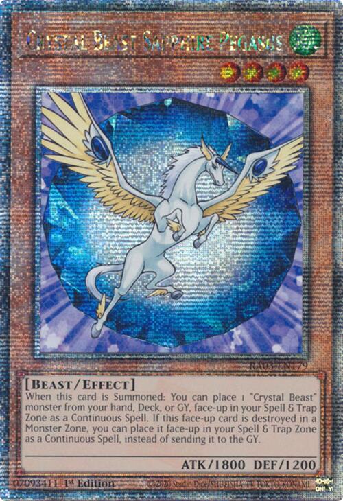 Crystal Beast Sapphire Pegasus (Quarter Century Secret Rare) [RA03-EN179] Quarter Century Secret Rare | Deep Dive Games St. Marys