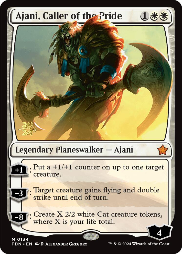 Ajani, Caller of the Pride [Foundations Prerelease Promos] | Deep Dive Games St. Marys