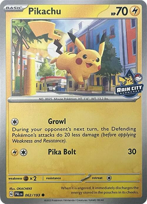 Pikachu (062/193) (Rain City Showcase) [Miscellaneous Cards] | Deep Dive Games St. Marys