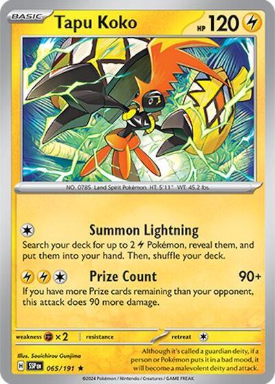 Tapu Koko (065/191) (Deck Exclusives) [Scarlet & Violet: Surging Sparks] | Deep Dive Games St. Marys