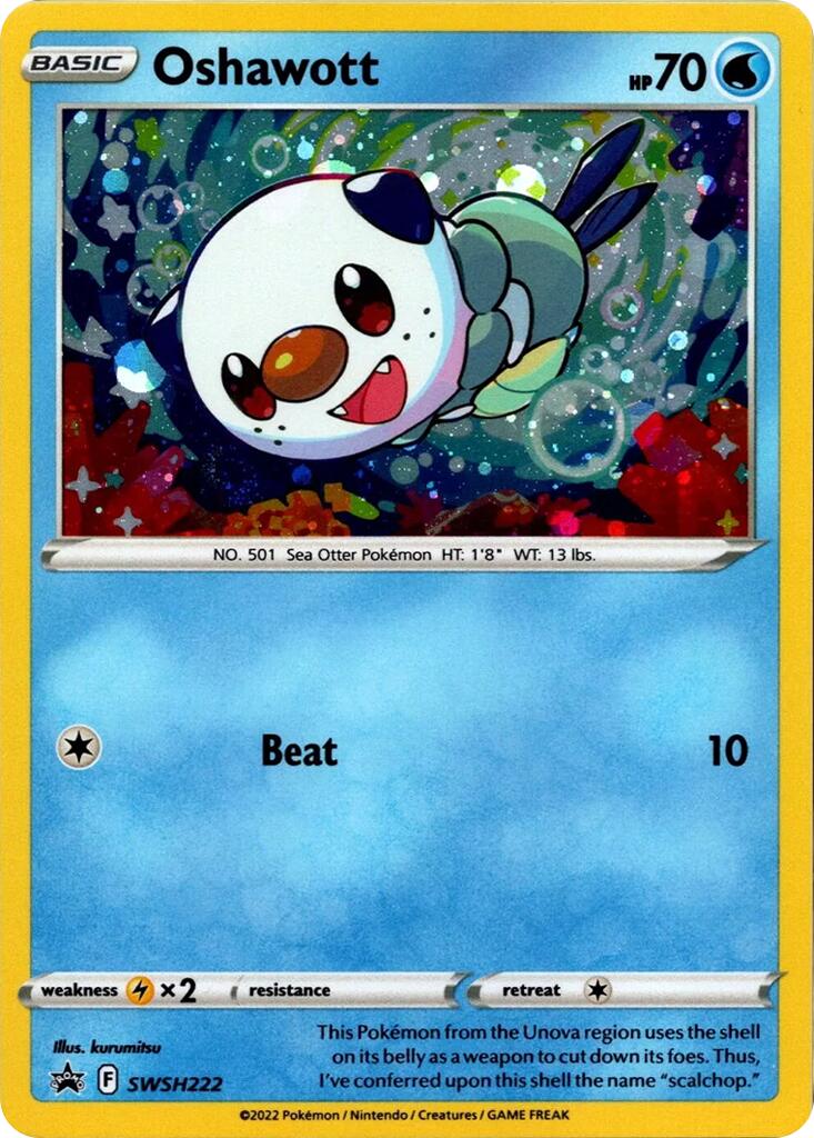 Oshawott (SWSH222) (Cosmo Holo) [Sword & Shield: Black Star Promos] | Deep Dive Games St. Marys