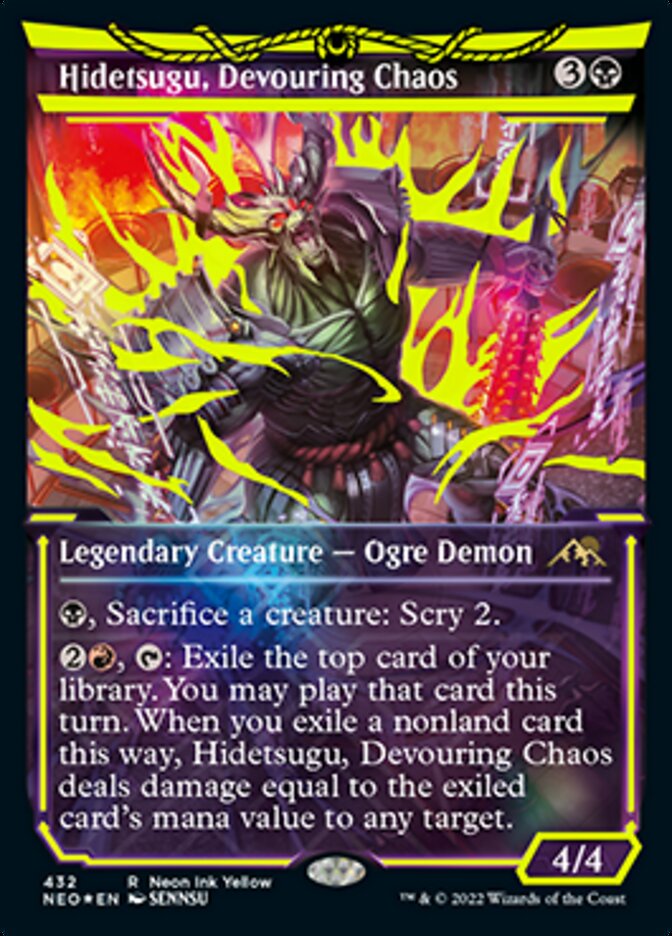 Hidetsugu, Devouring Chaos (Neon Ink Yellow) [Kamigawa: Neon Dynasty] | Deep Dive Games St. Marys