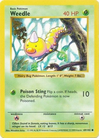 Weedle (69/102) [Base Set Shadowless Unlimited] | Deep Dive Games St. Marys