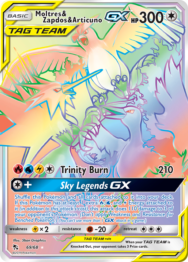 Moltres & Zapdos & Articuno GX (69/68) [Sun & Moon: Hidden Fates] | Deep Dive Games St. Marys