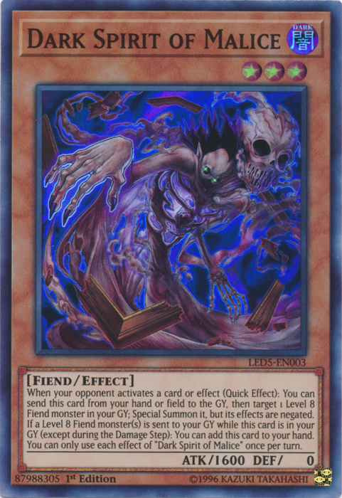 Dark Spirit of Malice [LED5-EN003] Super Rare | Deep Dive Games St. Marys