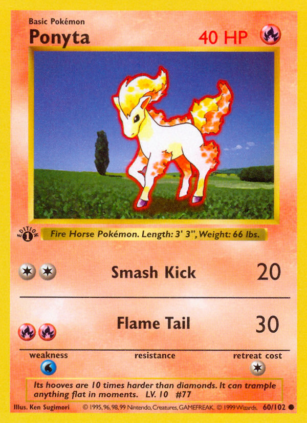 Ponyta (60/102) (Shadowless) [Base Set 1st Edition] | Deep Dive Games St. Marys