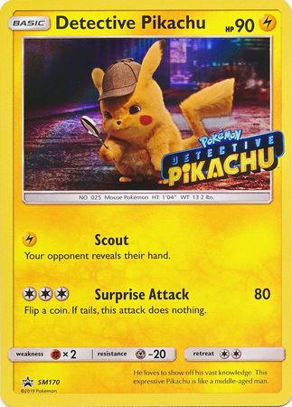 Detective Pikachu (SM170) (Detective Pikachu Stamped) [Sun & Moon: Black Star Promos] | Deep Dive Games St. Marys