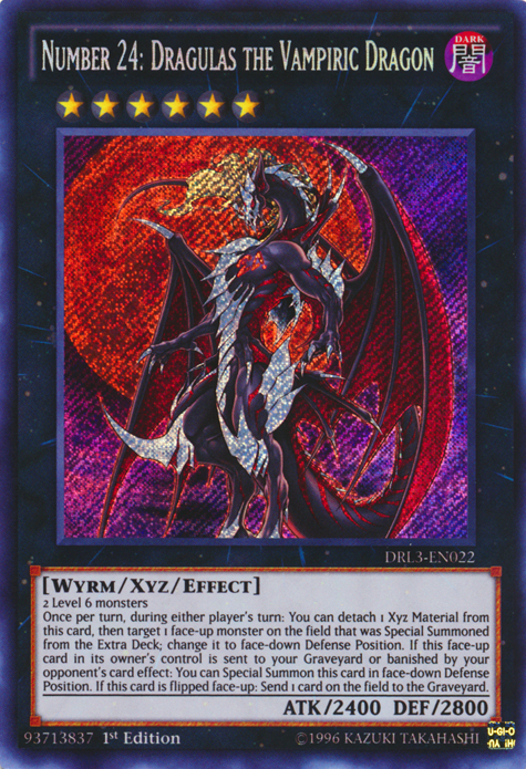 Number 24: Dragulas the Vampiric Dragon [DRL3-EN022] Secret Rare | Deep Dive Games St. Marys