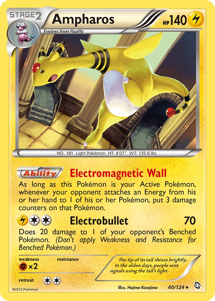 Ampharos (40/124) (Cosmos Holo) (Blister Exclusive) [Black & White: Dragons Exalted] | Deep Dive Games St. Marys