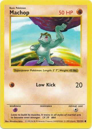 Machop (52/102) [Base Set Shadowless Unlimited] | Deep Dive Games St. Marys