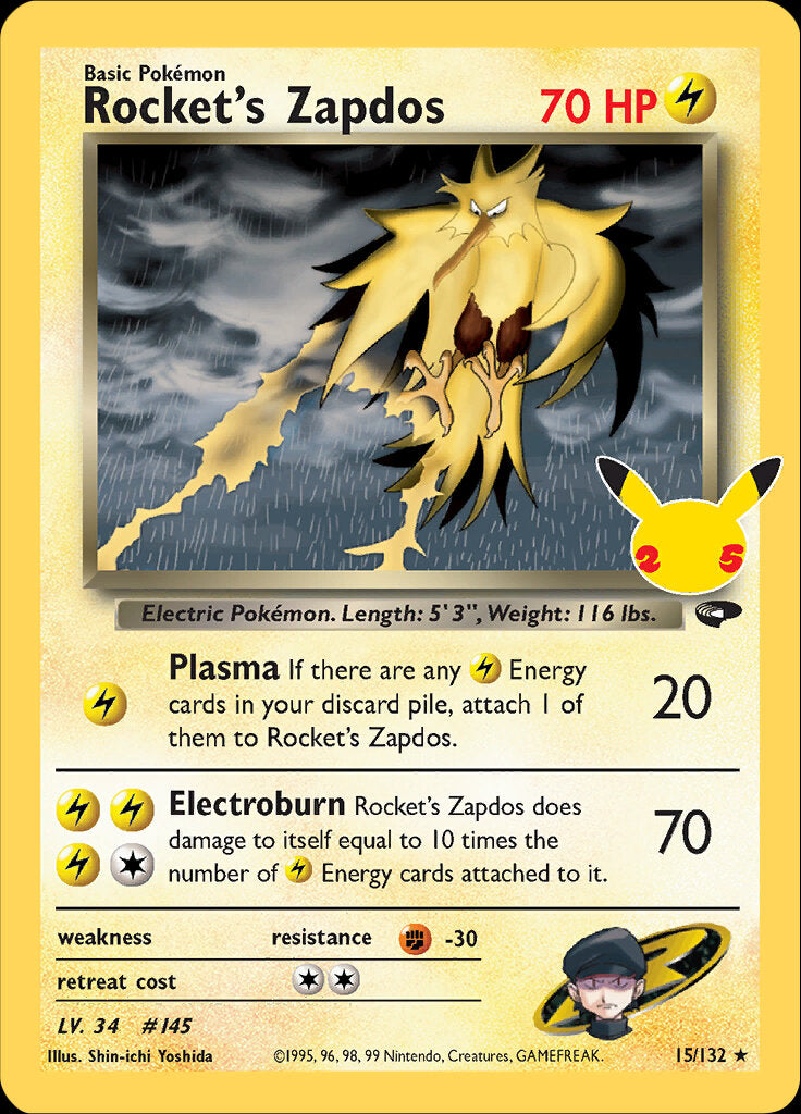 Rocket's Zapdos (15/132) [Celebrations: 25th Anniversary - Classic Collection] | Deep Dive Games St. Marys