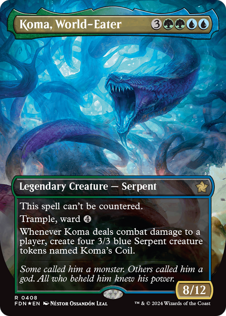Koma, World-Eater (Borderless) (Mana Foil) [Foundations] | Deep Dive Games St. Marys