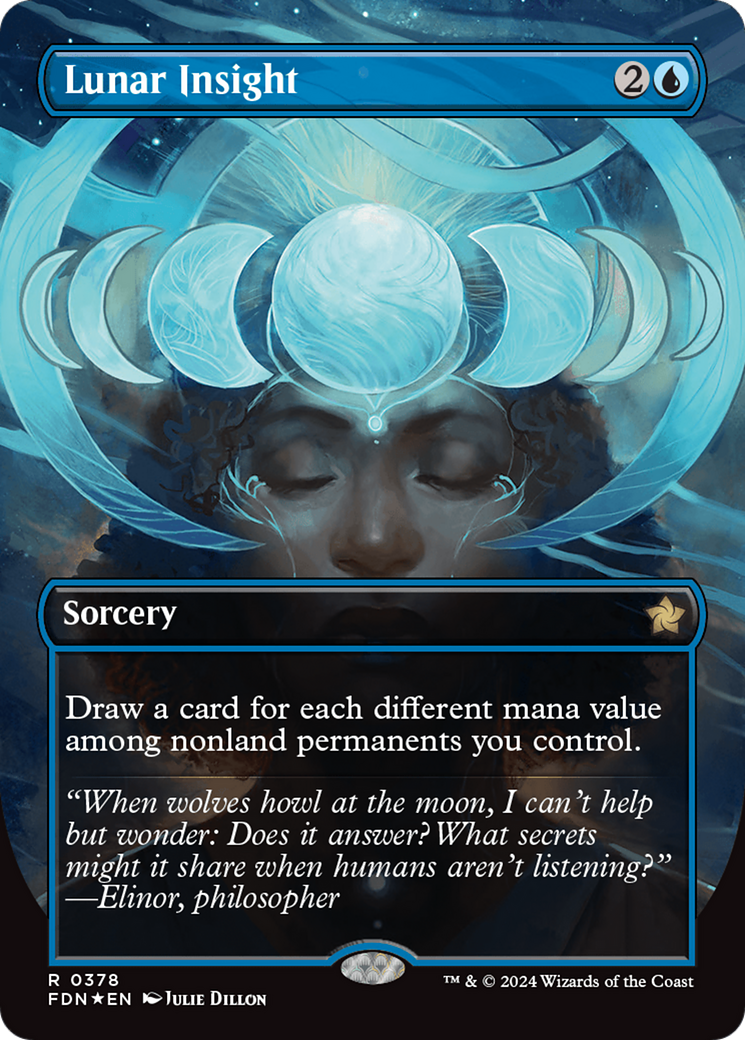 Lunar Insight (Borderless) (Mana Foil) [Foundations] | Deep Dive Games St. Marys