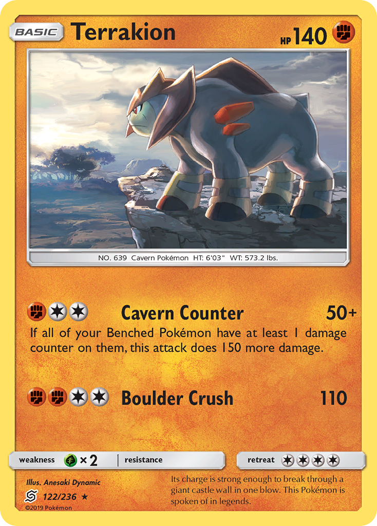 Terrakion (122/236) [Sun & Moon: Unified Minds] | Deep Dive Games St. Marys