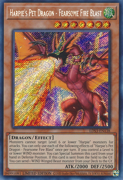 Harpie's Pet Dragon - Fearsome Fire Blast [LDS3-EN138] Secret Rare | Deep Dive Games St. Marys