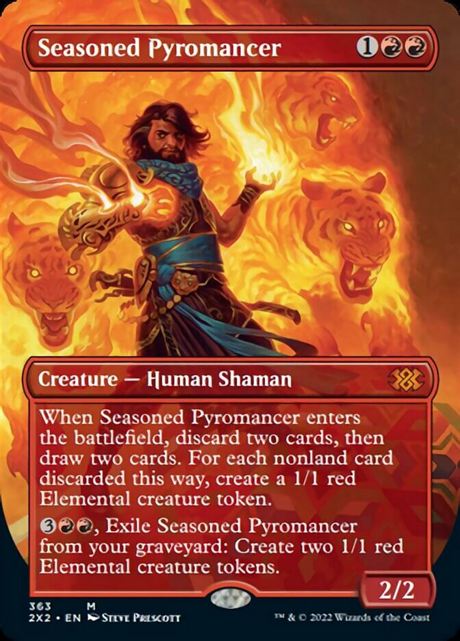 Seasoned Pyromancer (Borderless Alternate Art) [Double Masters 2022] | Deep Dive Games St. Marys