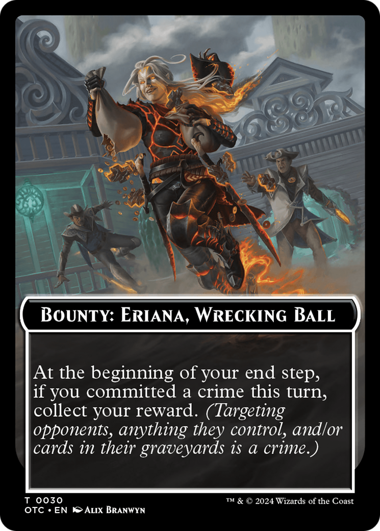 Bounty: Eriana, Wrecking Ball // Bounty Rules Double-Sided Token [Outlaws of Thunder Junction Commander Tokens] | Deep Dive Games St. Marys