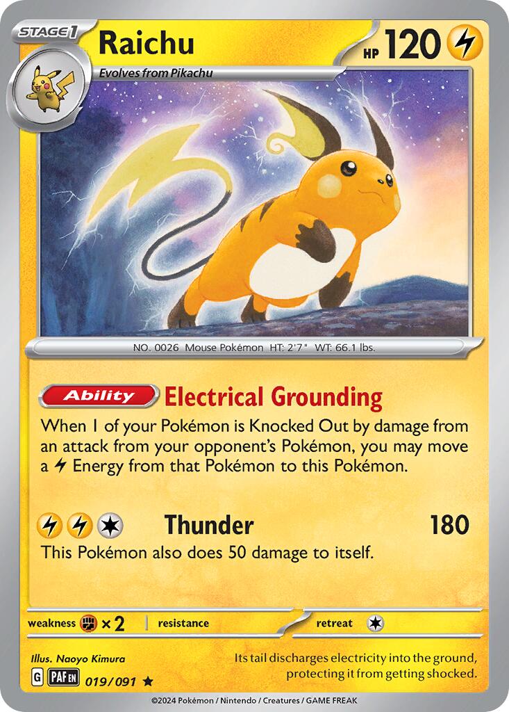 Raichu (019/091) (Theme Deck Exclusive) [Scarlet & Violet: Paldean Fates] | Deep Dive Games St. Marys